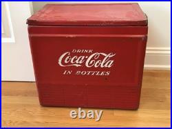 Vintage 1950s Coca-Cola Acton Metal Picnic Cooler with Tray & Lid Coke Advertising Vintage 1950s Coca-Cola Acton Metal Picnic Cooler with Tray & Lid Coke Advertising