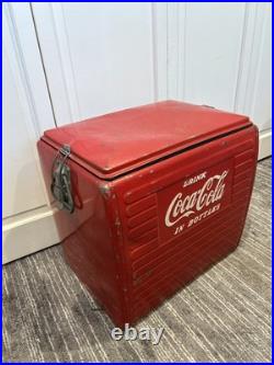Vintage 1950s Coca-Cola Acton Metal Picnic Cooler with Tray & Lid Coke Advertising Vintage 1950s Coca-Cola Acton Metal Picnic Cooler with Tray & Lid Coke Advertising