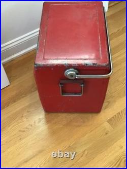Vintage 1950s Coca-Cola Acton Metal Picnic Cooler with Tray & Lid Coke Advertising Vintage 1950s Coca-Cola Acton Metal Picnic Cooler with Tray & Lid Coke Advertising
