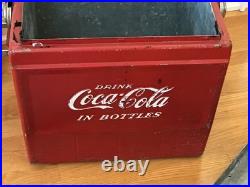 Vintage 1950s Coca-Cola Acton Metal Picnic Cooler with Tray & Lid Coke Advertising Vintage 1950s Coca-Cola Acton Metal Picnic Cooler with Tray & Lid Coke Advertising