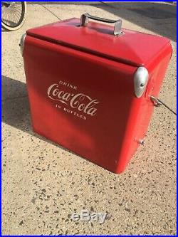 Vintage 1950s Coca Cola Coke Cooler Metal Ice Chest Cooler