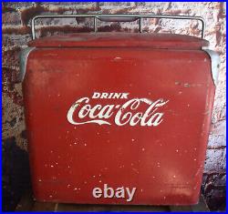 Vintage 1950s Coca Cola Coke Progress Metal Advertising Cooler Ice Chest