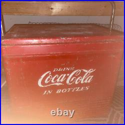 Vintage 1950s Coca-Cola Metal Cooler Drink Coca-Cola in Bottles