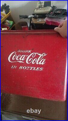 Vintage 1950s Coca-Cola Metal Cooler Ice Chest Original old cooler