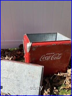 Vintage 1950s Coca Cola Metal Cooler Ice Chest Progress Refrigerator Co