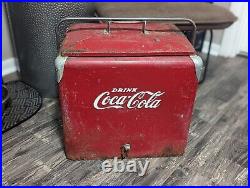 Vintage 1950s Coca Cola Metal Cooler & Tray Louisville KY