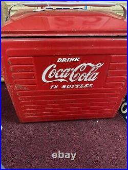 Vintage 1950s Coca-Cola Metal Cooler with Bottle Opener