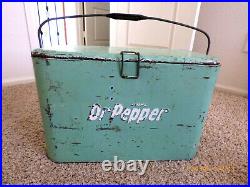 Vintage 1950s Dr. Pepper Picnic Cooler Progress Refrigerator Original Metal 50's
