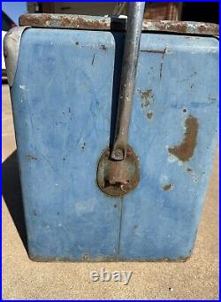 Vintage 1950s Drink Pepsi Cola Blue Metal Ice Cooler chest