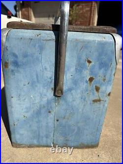 Vintage 1950s Drink Pepsi Cola Blue Metal Ice Cooler chest