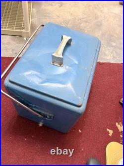 Vintage 1950s Drink Pepsi Cola Blue Metal Ice Cooler chest With Sandwich Tray Vintage 1950s Drink Pepsi Cola Blue Metal Ice Cooler chest With Sandwich Tray