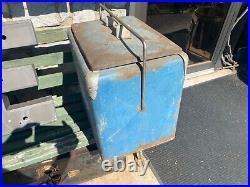 Vintage 1950s Drink Pepsi Cola Blue Metal Ice Cooler chest double dot