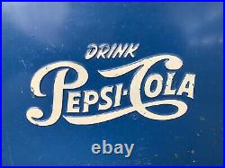 Vintage 1950s Drink Pepsi Cola Metal Cooler complete with Ice Tray and Lid