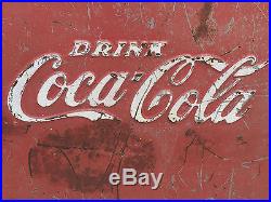 Vintage 1950s Embossed Coca Cola Metal Cooler With Side Cap Opener Louisville KY