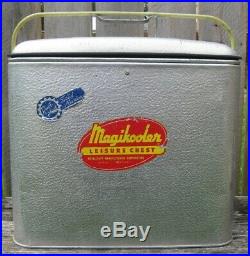 Vintage 1950s MAGIKOOLER LEISURE CHEST Metal Ice Cooler IN BOX