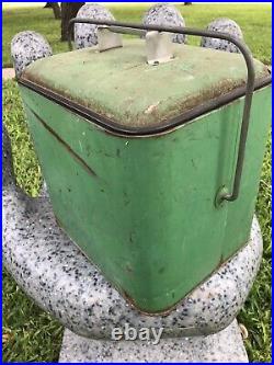 Vintage 1950s Meridian Chest Cooler Metal, Green with bottle Opener Rare