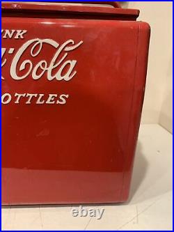 Vintage 1950s Metal Cavalier Coca-Cola Cooler With Opener, Tray, Plug