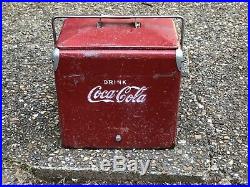 Vintage 1950s Metal Coca-cola Cooler With Bottler Opener