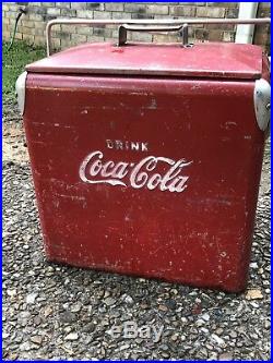 Vintage 1950s Metal Coca-cola Cooler With Bottler Opener