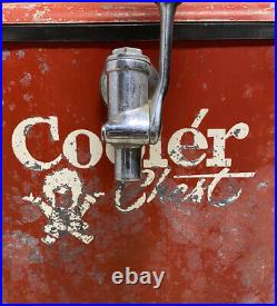Vintage 1950s Metal Cooler Chest with Custom Beer Tap & National Beer Tap Handle