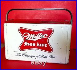 Vintage 1950s Miller High Life Metal Beer Cooler NICE Good Paint No Rust