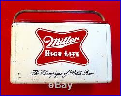 Vintage 1950s Miller High Life Metal Beer Cooler NICE Good Paint No Rust