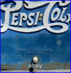 Vintage 1950s PEPSI COLA Blue Metal Cooler Ice Box Chest Original Paint