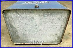 Vintage 1950s Pepsi Cola Blue Metal Picnic Cooler Ice Chest WithTray