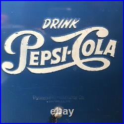Vintage 1950s Pepsi-Cola Metal Cooler Sandwich Tray Ice Chest Blue RARE