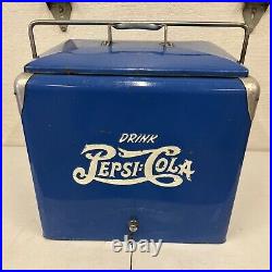 Vintage 1950s Pepsi Cola Soda Pop Embossed Metal Cooler