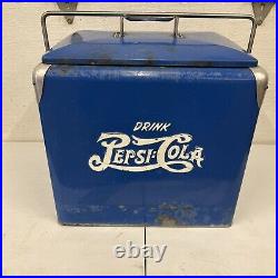 Vintage 1950s Pepsi Cola Soda Pop Embossed Metal Cooler