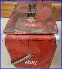 Vintage 1950s Progress Refrigerator Co Red Metal Ice Chest