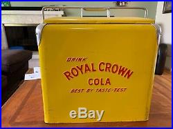 Vintage 1950s RC Royal Crown Cola Soda Pop Picnic Cooler Embossed Metal Sign