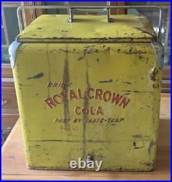 Vintage 1950s ROYAL CROWN COLA Yellow Metal Ice Chest/Cooler with Removable Tray