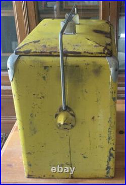 Vintage 1950s ROYAL CROWN COLA Yellow Metal Ice Chest/Cooler with Removable Tray