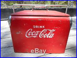Vintage 1950s Red Metal Coca Cola Cooler Approx. 17 x 12 x 14 1/2 By Action