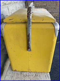 Vintage 1950s Royal Crown Cola Yellow Metal Cooler Ice Chest with Removable Tray