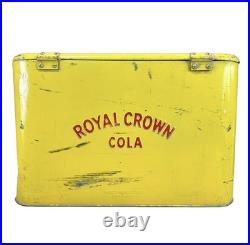 Vintage 1950s Yellow Royal Crown Cola Metal Cooler Ice Chest w tray. Very Clean