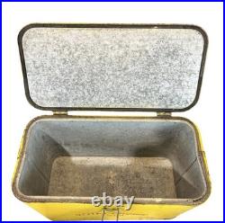 Vintage 1950s Yellow Royal Crown Cola Metal Cooler Ice Chest w tray. Very Clean