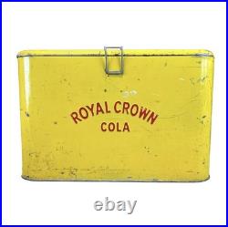 Vintage 1950s Yellow Royal Crown Cola Metal Cooler Ice Chest w tray. Very Clean
