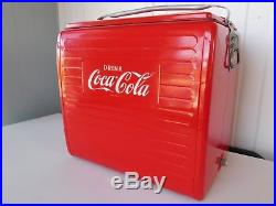 Vintage 1955 Coca Cola Picnic Cooler Tray St. Thomas Metal Sign Ice Chest Ex Cond