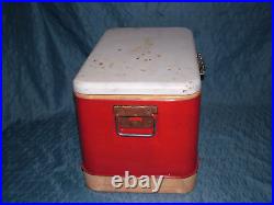 Vintage 1960-70s Thermos Orange/red Metal Cooler