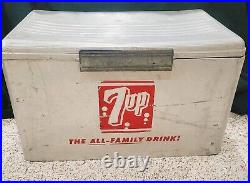 Vintage 1960's Cronstroms 7up The All Family Drink Embossed Metal Cooler