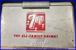 Vintage 1960's Cronstroms 7up The All Family Drink Embossed Metal Cooler