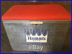 Vintage 1960's HAMM'S Beer Aluminum Metal Padded Cooler Ice Chest With Tray