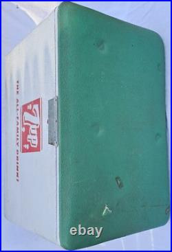 Vintage 1960's Metal 7up 7 Up Soda Pop Embossed Padded Cooler Ice Chest Sign 22 Vintage 1960's Metal 7up 7 Up Soda Pop Embossed Padded Cooler Ice Chest Sign 22