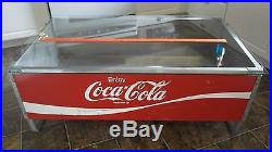Vintage 1960's open metal cooler coca cola coke coffee table distressed MCM SODA
