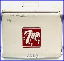Vintage 1960s 7 up 7up Bubbles Soda Metal Ice Cooler chest with insert