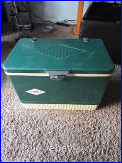 Vintage 1960s COLEMAN Metal Cooler DIAMOND LOGO Camping Green Tailgate Msu