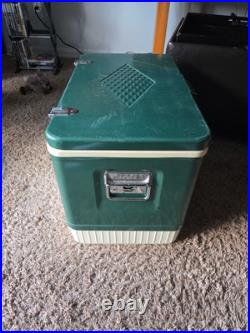 Vintage 1960s COLEMAN Metal Cooler DIAMOND LOGO Camping Green Tailgate Msu